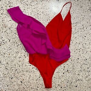 TCEC color block bodysuit magenta red medium m